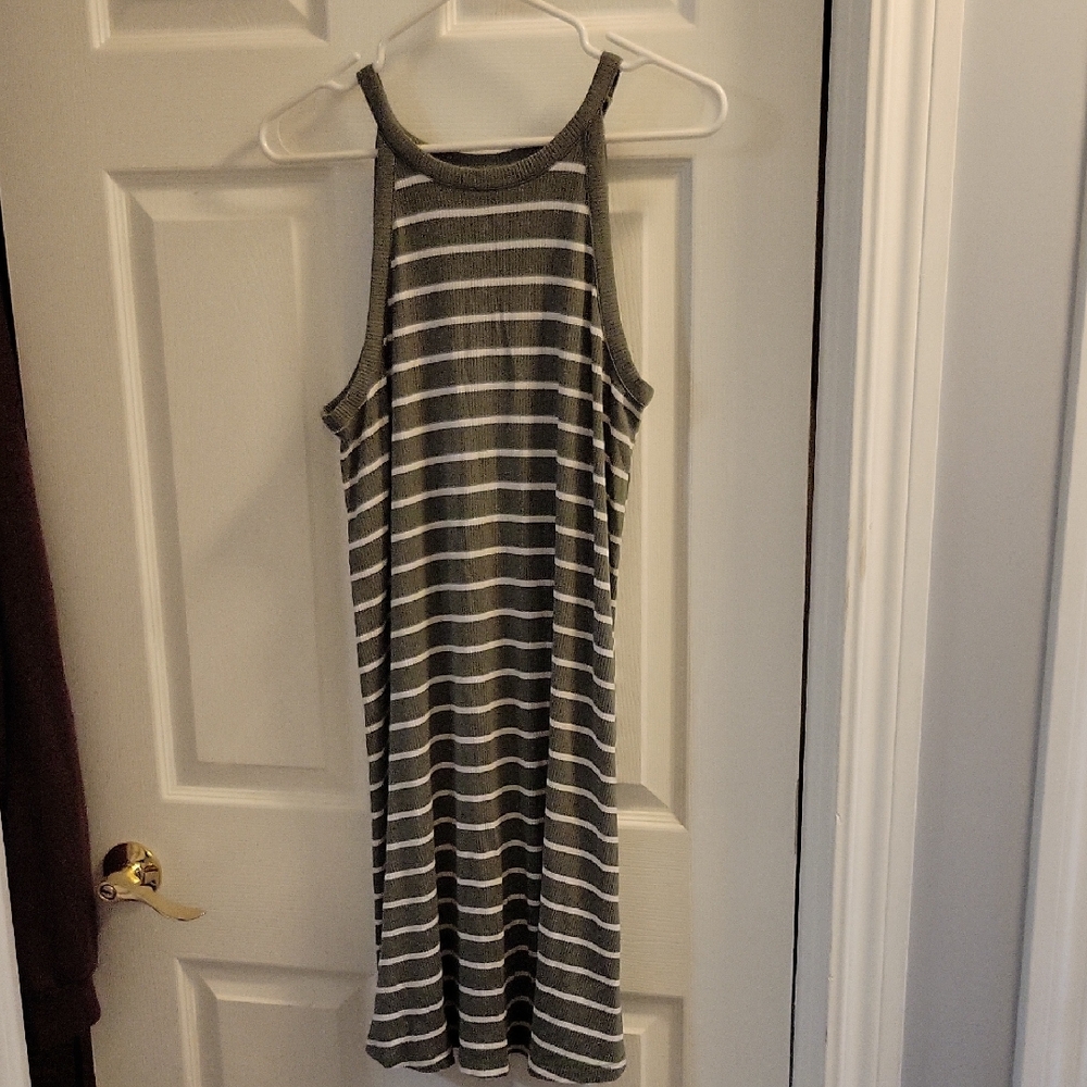 Old Navy Olive and White Striped Dress